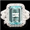 Image 1 : 18K Gold 4.25ct Aquamarine & 0.88ctw Diamond Ring