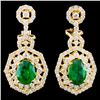 Image 1 : 18K Gold 1.98ct Emerald & 1.85ctw Diamond Earrings