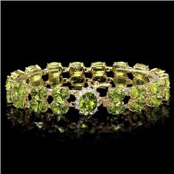 `14k Gold 45ct Peridot 0.50ct Diamond Bracelet