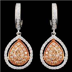 14K Gold 0.76ctw Fancy Color Diamond Earrings