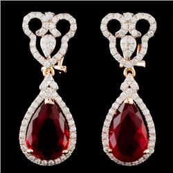 14K Gold 6.06ct Opal & 1.30ctw Diamond Earrings