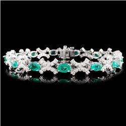 14K Gold 6.10ctw Emerald & 1.85ctw Diamond Bracele