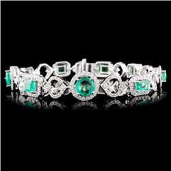 14K Gold 3.70ct Emerald & 2.20ctw Diamond Bracelet