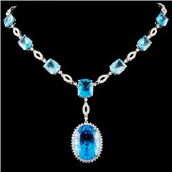 14K Gold 55.86ct Topaz & 5.18ctw Diamond Necklace
