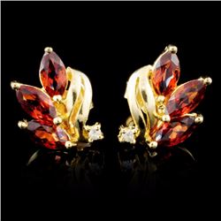 14K Gold 1.00ctw Tourmaline & 0.05ct Diamond Earri