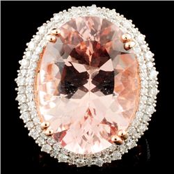 14K Rose Gold 19.64ct Morganite & 1.29ctw Diamond