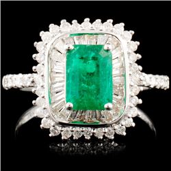 18K Gold 1.00ct Emerald & 0.72ctw Diamond Ring