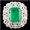 Image 1 : 18K Gold 2.19ct Emerald & 4.81ctw Diamond Ring