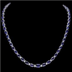 `14k Gold 29ct Sapphire 1.10ct Diamond Necklace