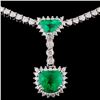 Image 1 : 18K White Gold 3.03ct Emerald & 5.06ct Diamond Nec
