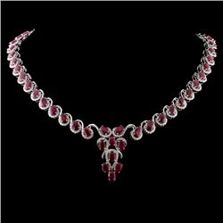 14K White Gold 26.96ct Ruby & 3.40ctw Diamond Neck