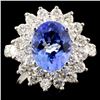 Image 1 : 14K Gold 2.51ct Tanzanite & 1.64ctw Diamond Ring