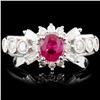Image 1 : 18K Gold 0.73ct Ruby & 0.71ctw Diamond Ring