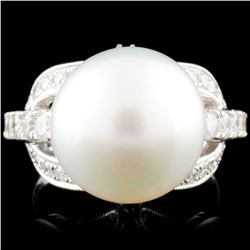 14K Gold 13.00mm Pearl & 1.00ctw Diamond Ring