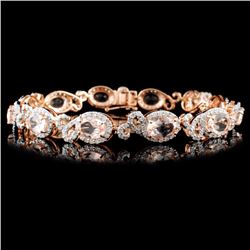 14K Gold 8.33ctw Morganite & 2.10ctw Diamond Brace