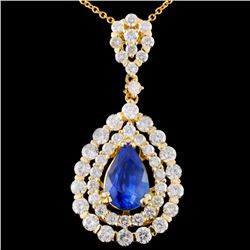18K Gold 1.97ct Sapphire & 1.77ctw Diamond Pendant