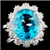 Image 1 : 14K Gold 7.50ct Topaz & 1.25ctw Diamond Ring