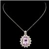 Image 2 : 14K Gold 6.96ct Kunzite & 0.90ctw Diamond Pendant