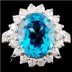 14K Gold 7.00ct Topaz & 1.75ctw Diamond Ring