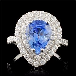 18K Gold 2.81ct Sapphire & 1.09ctw Diamond Ring