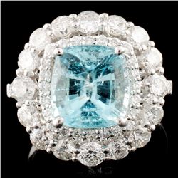18K Gold 3.33ct Paraiba & 1.74ctw Diamond Ring