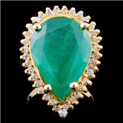 14K Gold 5.00ct Emerald & 0.25ctw Diamond Ring