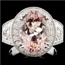 14K Gold 5.00ct Morganite & 1.40ctw Diamond Ring