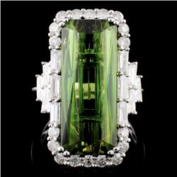 14K Gold 10.54ct Tourmaline & 1.39ctw Diamond Ring