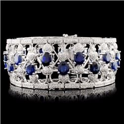 14K Gold 20.92ct Sapphire & 3.76ctw Diamond Bracel