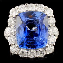 18K Gold 9.28ct Sapphire & 2.70ctw Diamond Ring