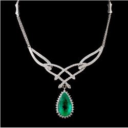 18K/14K Gold 5.58ct Emerald & 2.10ct Diamond Neckl