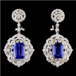 18K Gold 6.22ctw Tanzanite & 3.65ctw Diamond Earri