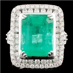 18K Gold 6.06ct Emerald & 1.35ctw Diamond Ring