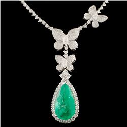 18K Gold 5.20ct Emerald & 3.13ctw Diamond Necklace