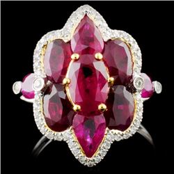 18k Gold 4.50ct Ruby & 0.18ct Diamond Ring