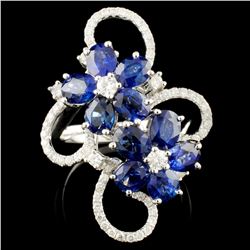 18K Gold 4.90ct Sapphire & 0.68ctw Diamond Ring