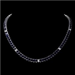 `14k Gold 53ct Sapphire 1.20ct Diamond Necklace