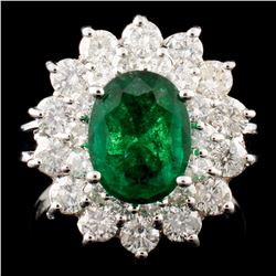 14K Gold 1.60ct Emerald & 1.45ctw Diamond Ring