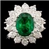 Image 1 : 14K Gold 1.60ct Emerald & 1.45ctw Diamond Ring