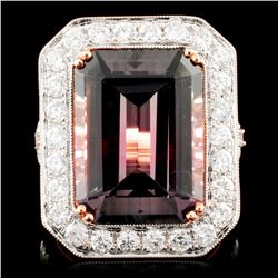 18K Gold 10.78ct Tourmaline & 1.47ctw Diamond Ring