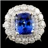 Image 1 : 18K Gold 3.53ct Tanzanite & 1.74ctw Diamond Ring