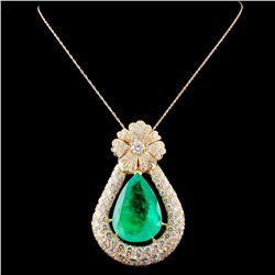 18K Gold 38.07ct Emerald & 15.00ctw Diamond Pendan