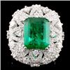 Image 1 : 18K Gold 3.94ct Emerald & 1.61ctw Diamond Ring