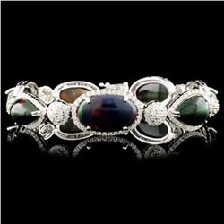 14K Gold 24.62ct Opal & 2.87ctw Diamond Bracelet