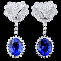 18K Gold 8.77ct Tanzanite & 2.40ct Diamond Earring