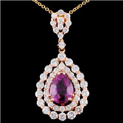 18K Gold 2.99ct Sapphire & 1.77ctw Diamond Pendant