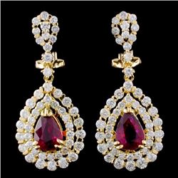 18K Gold 2.02ctw Ruby & 2.76ctw Diamond Earrings