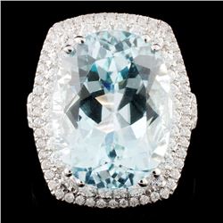 18K Gold 13.87ct Paraiba Tourmaline & 1.04ctw Diam