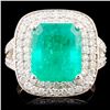 Image 1 : 18K Gold 5.50ct Emerald & 1.09ctw Diamond Ring
