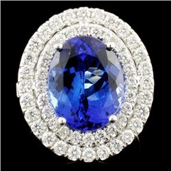 18K Gold 6.31ct Tanzanite & 1.26ctw Diamond Ring